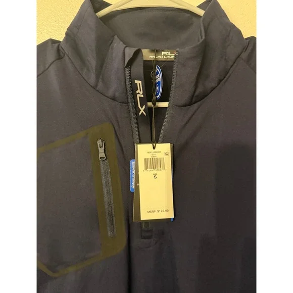 RLX‎ Ralph Lauren Mens Navy Quarter Zip Golf Pullover Shirt Sz S MSRP $125